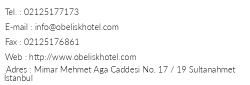 Best Western Obelisk Hotel telefon numaralar, faks, e-mail, posta adresi ve iletiim bilgileri
